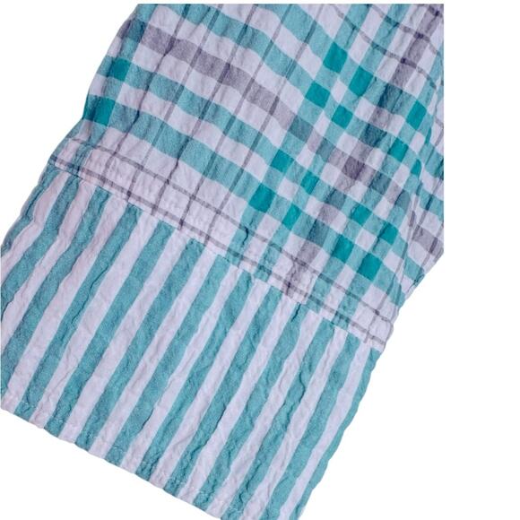 Habitat Teal and White Plaid Button-up 3/4 Sleeve Medium - Picture 3 of 6